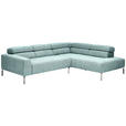 ECKSOFA Salbeigrün Flachgewebe  - Chromfarben/Salbeigrün, KONVENTIONELL, Textil/Metall (282/224cm) - Hom`in