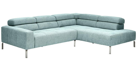 ECKSOFA Salbeigrün Flachgewebe - Chromfarben/Salbeigrün, KONVENTIONELL, Textil/Metall (282/224cm) - Hom`in
