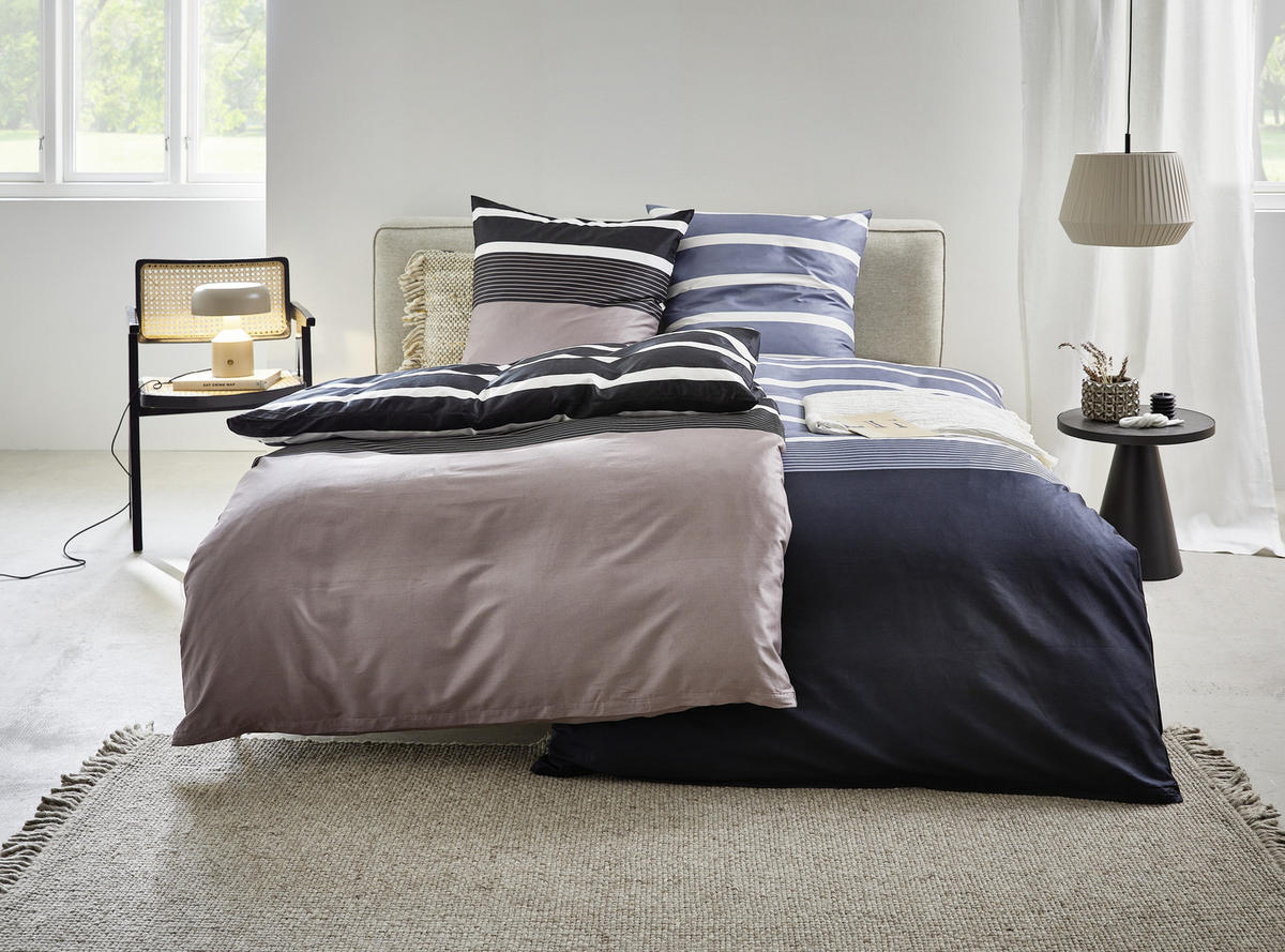 WENDEBETTWÄSCHE J.D. Makosatin 135/200 cm  - Schwarz/Braun, Basics, Textil (135/200cm) - Janine