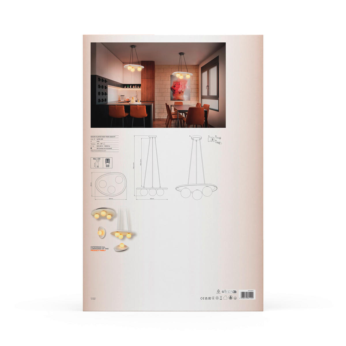 PENDELLEUCHTE 50/38,5/150 cm  - Weiß, Natur, Glas/Stein (50/38,5/150cm) - Ledvance