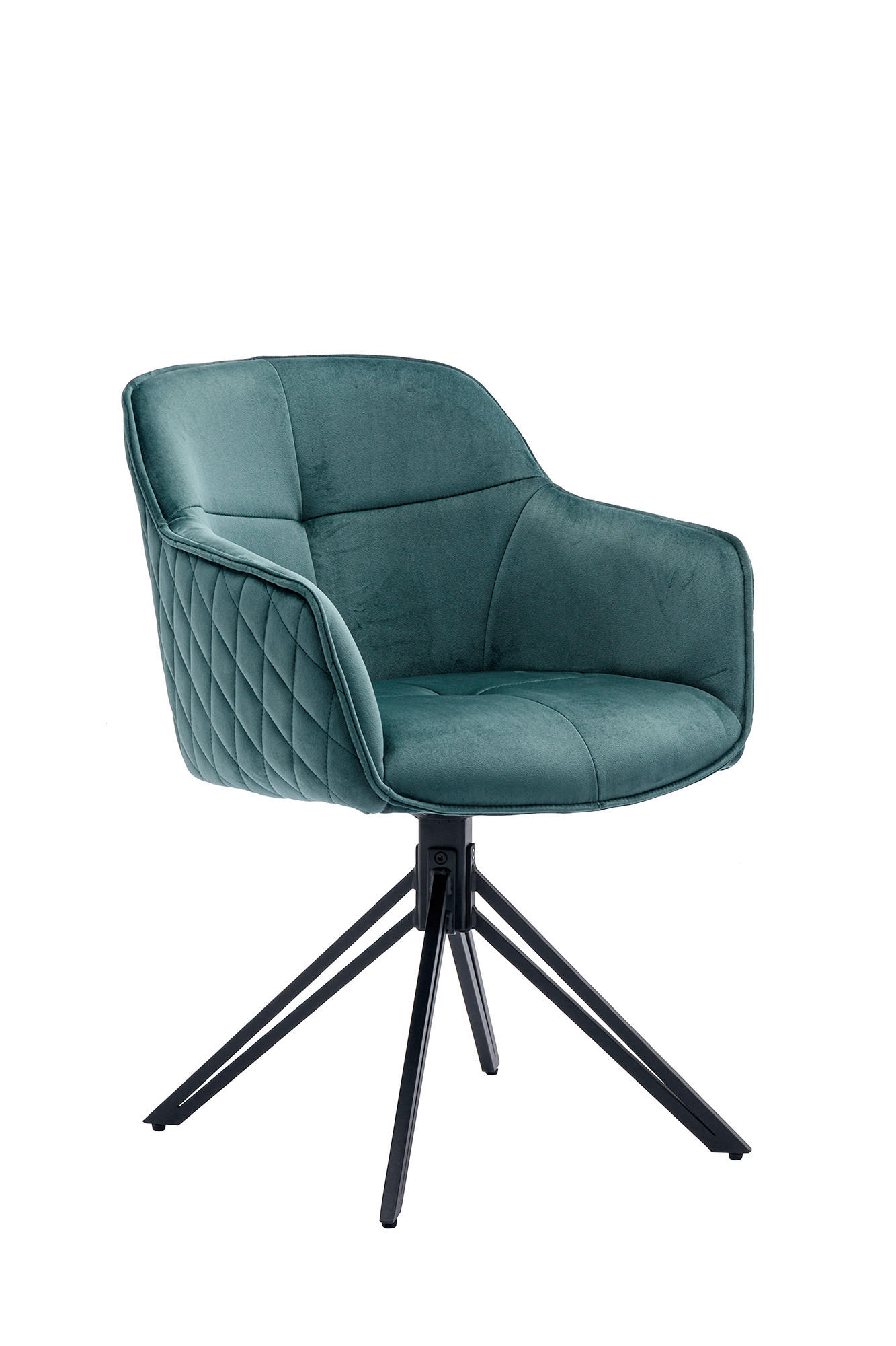 DREHSTUHL  in Samt Grün  - Schwarz/Grün, MODERN, Textil/Metall (59/83/60cm) - Livetastic