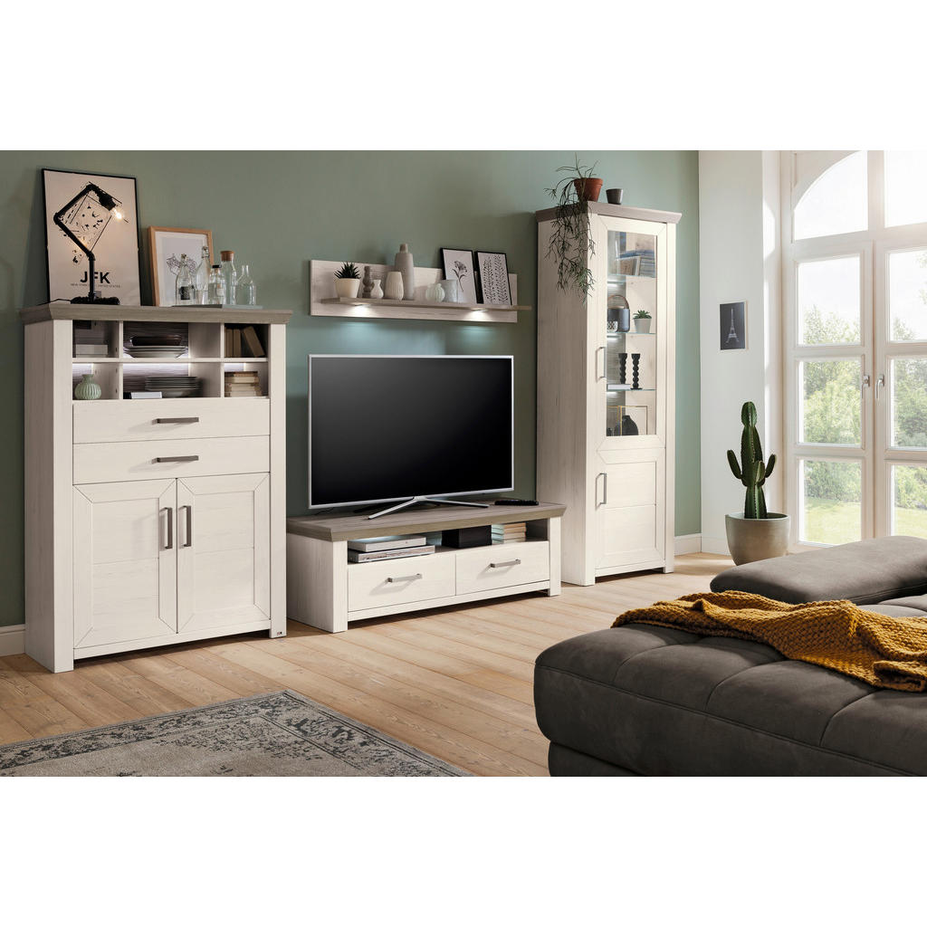 Thumbnail - SetOne by Musterring Lowboard, Weiß, Eiche, Metall, 2 Schubladen, 139.7x46.6x51.2 cm, Beimöbel erhältlich, Wohnzimmer, W...