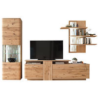 WOHNWAND 320/208/45 cm  in Eichefarben  320/208/45 cm    - Eichefarben/Schwarz, Design, Glas/Holz (320/208/45cm) - Livetastic