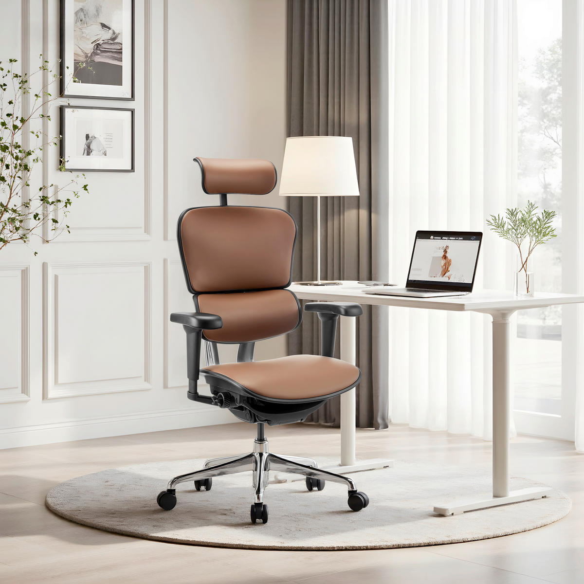 DREHSTUHL Braun, Schwarz  - Silberfarben/Schwarz, MODERN, Leder/Kunststoff (65/132/60cm) - MID.YOU
