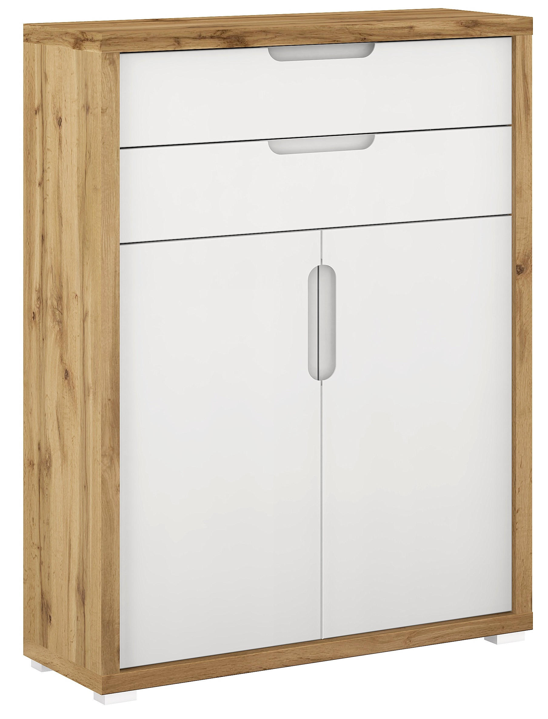 KOMMODE  in 80/112/36 cm  - Eichefarben/Weiß Hochglanz, MODERN, Holzwerkstoff (80/112/36cm) - Xora