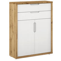 KOMMODE  in 80/112/36 cm  - Eichefarben/Weiß Hochglanz, MODERN, Holzwerkstoff (80/112/36cm) - Xora