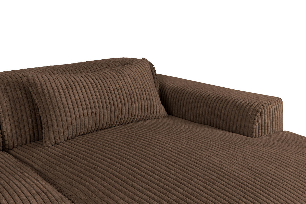 ECKSOFA Cord Braun  - Schwarz/Braun, Konventionell, Holzwerkstoff/Kunststoff (294/165cm) - Livetastic