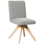 STUHL drehbar - Eichefarben/Hellgrau, KONVENTIONELL, Holz/Textil (47/89/60cm) - Linea Natura