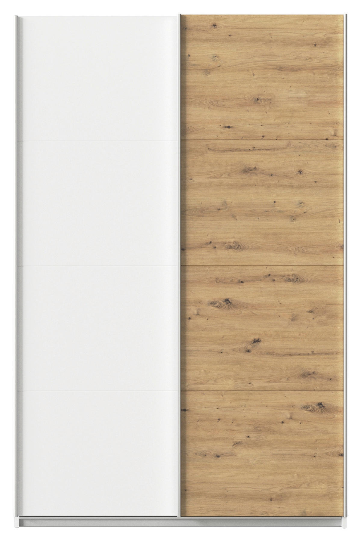 SCHWEBETÜRENSCHRANK  in Weiß, Eiche Artisan  - Alufarben/Weiß, KONVENTIONELL, Holzwerkstoff/Metall (136/229/62cm) - Xora