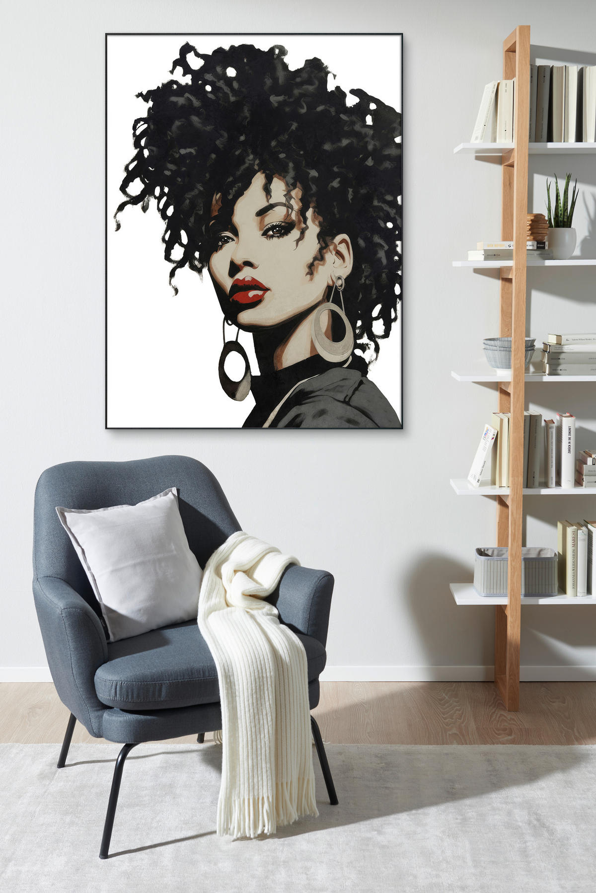 PICTURĂ ÎN ULEI 90/120 cm  - alb/negru, Basics, plastic/lemn (90/120cm) - Monee