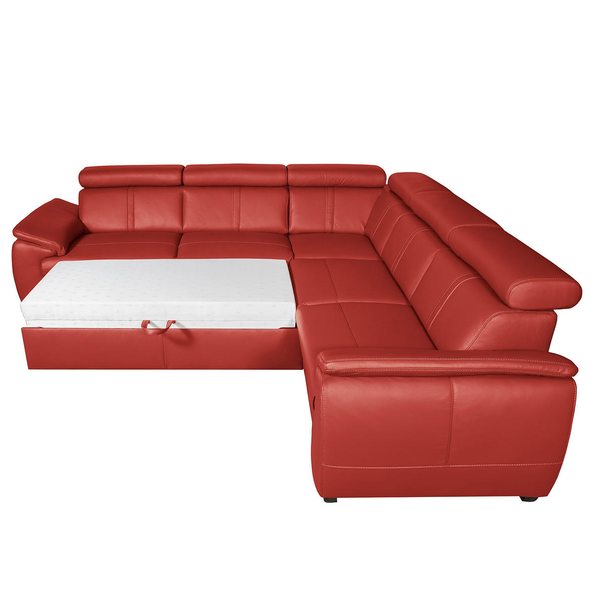 ECKSOFA  in Echtleder Rot  - Wengefarben/Rot, Design, Leder/Holz (265/265cm) - Livetastic