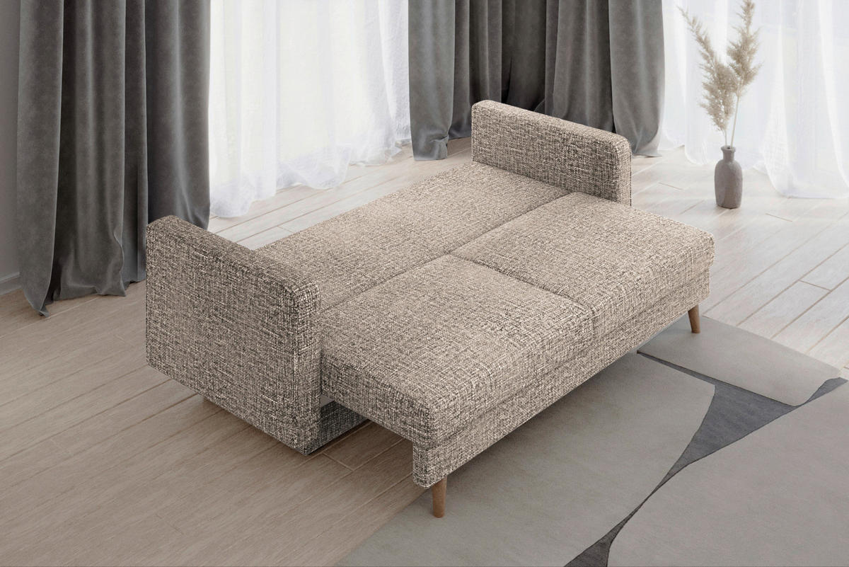 SCHLAFSOFA COCO Braun  inkl. Rückenkissen, Schlaffunktion  - Erlefarben/Schwarz, Design, Holzwerkstoff/Kunststoff (232/90/97cm) - MID.YOU