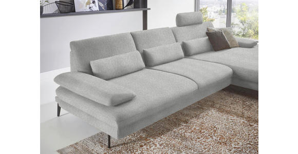 ECKSOFA in Chenille Ecru 310/180 cm - Ecru/Schwarz, Design, Textil/Metall (310/180cm) - Dieter Knoll