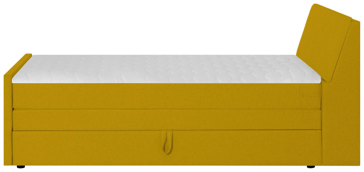 BOXSPRING-ÁGY 100/200 cm  sárga  - sárga/fekete, Modern, textil/fa (100/200cm) - MID.YOU