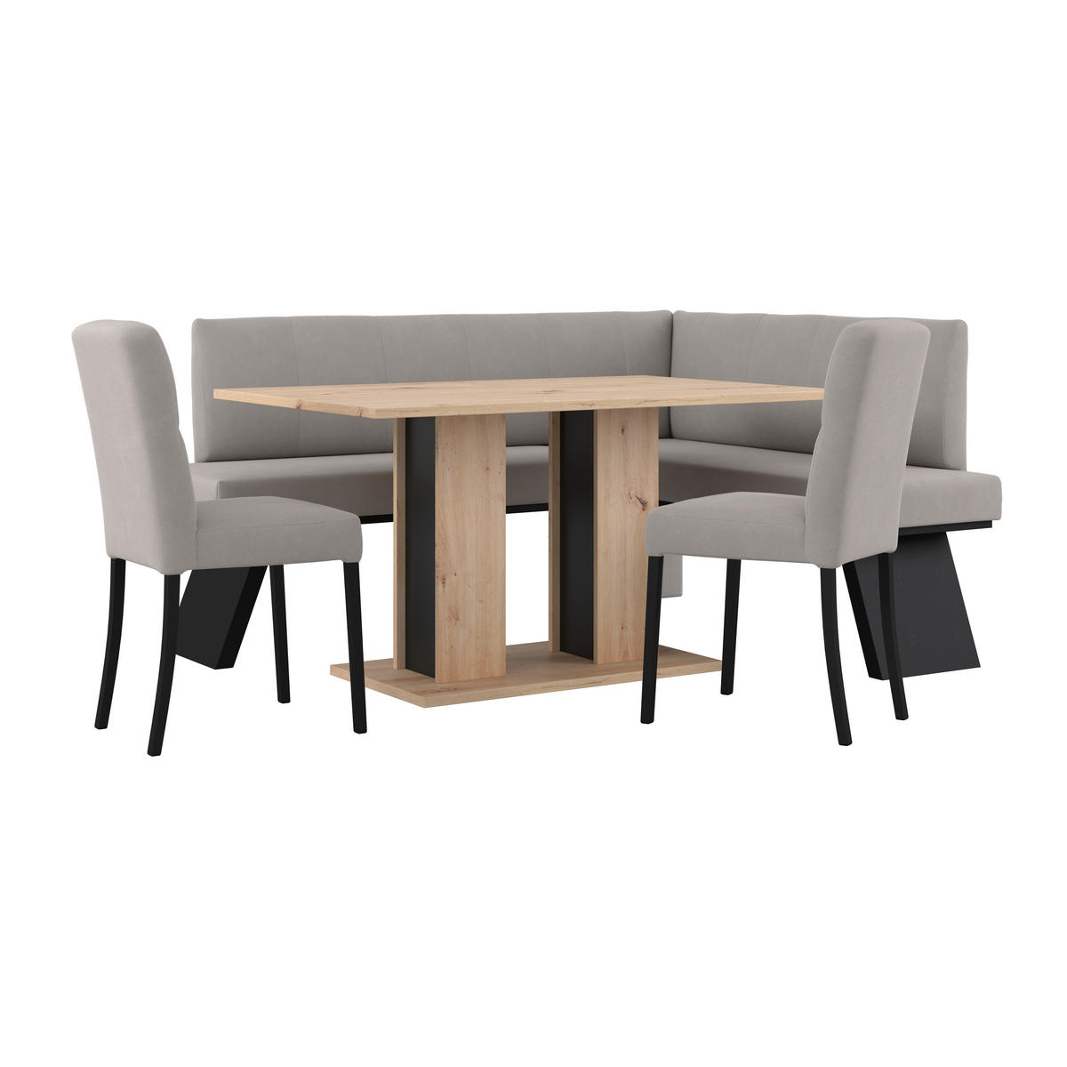 ECKBANK 185/150 cm Webstoff Beige   - Beige/Schwarz, KONVENTIONELL, Textil (185/150cm)