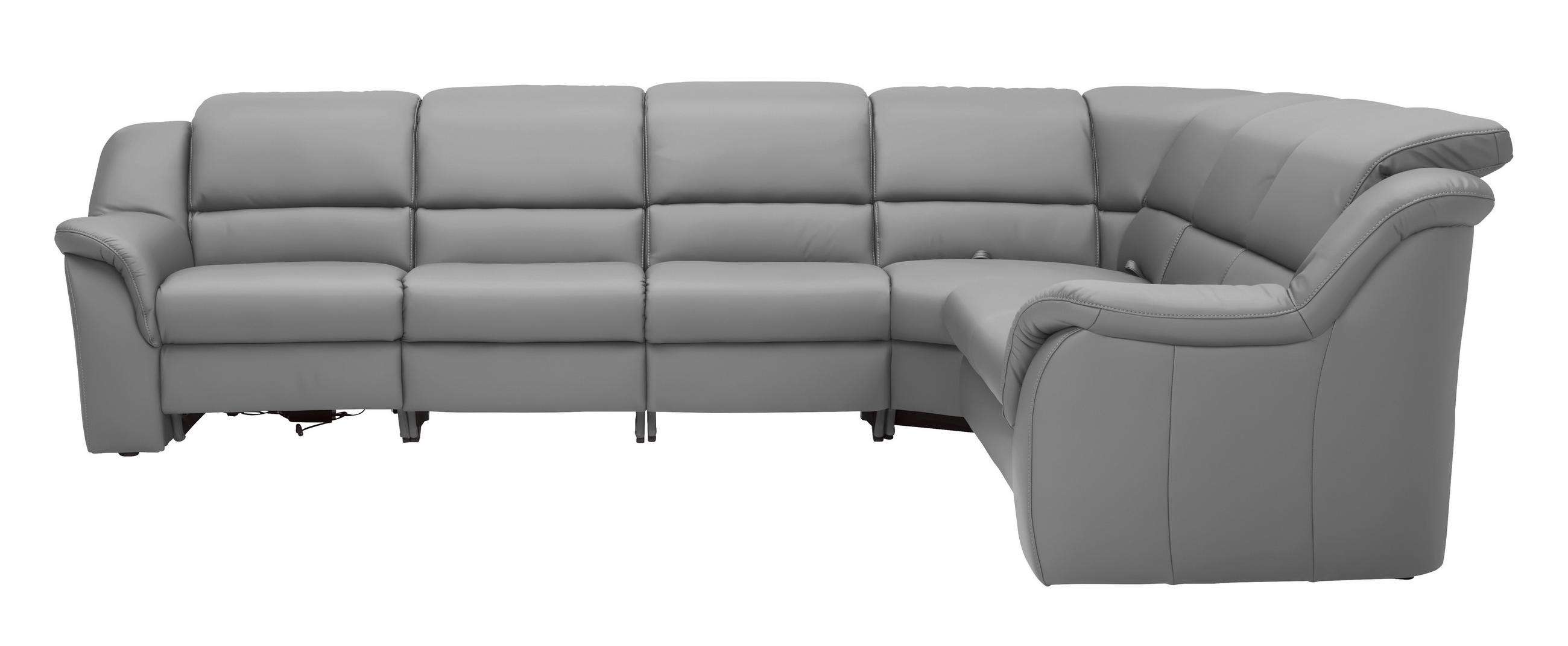 ECKSOFA 324/260 cm  in Echtleder Hellgrau  324/260 cm  - Chromfarben/Hellgrau, KONVENTIONELL, Leder/Kunststoff (324/260cm) - Cantus