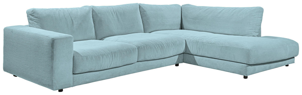 ECKSOFA in Cord Hellblau  - Schwarz/Hellblau, Design, Kunststoff/Textil (325/224cm) - Hom`in