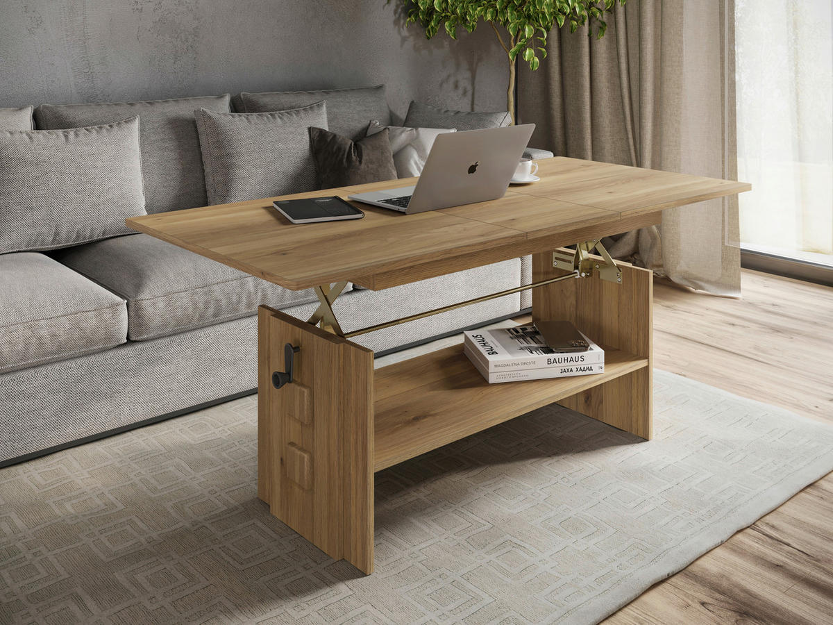 COUCHTISCH 110-140/65/51,5-61,5 cm rechteckig Eichefarben  - Eichefarben, KONVENTIONELL, Holzwerkstoff (110-140/65/51,5-61,5cm) - Xora