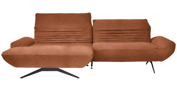 ECKSOFA  in Chenille Rostfarben  170-195/280 cm  - Rostfarben/Schwarz, Design, Textil/Metall (170-195/280cm) - Dieter Knoll