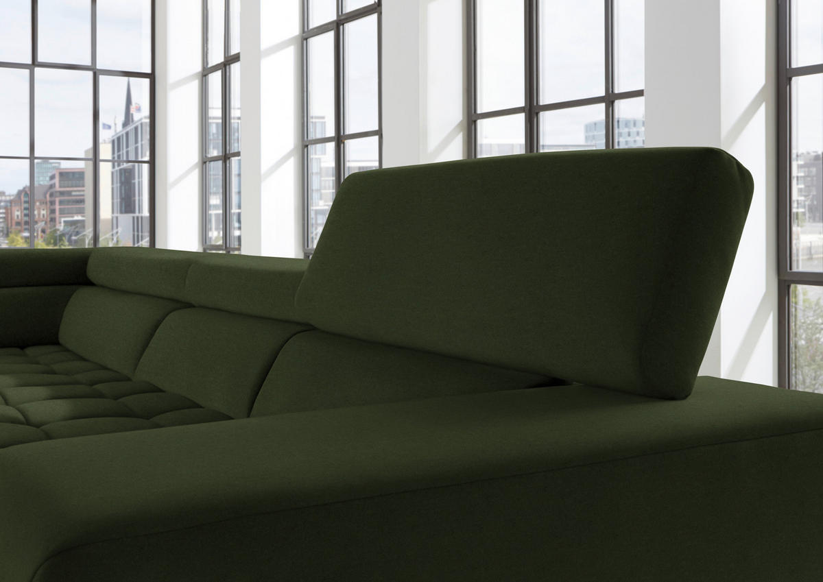 ECKSOFA  in Mikrofaser Waldgrün  326/222 cm  - Waldgrün/Chromfarben, Design, Textil/Metall (326/222cm) - Beldomo Speed