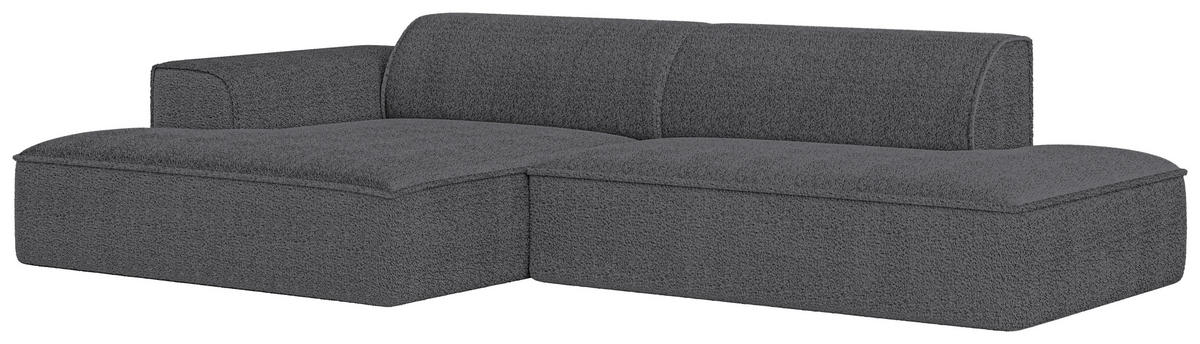 ECKSOFA Cord Graphitfarben  - Graphitfarben/Schwarz, Konventionell, Holzwerkstoff/Kunststoff (294/165cm) - Livetastic