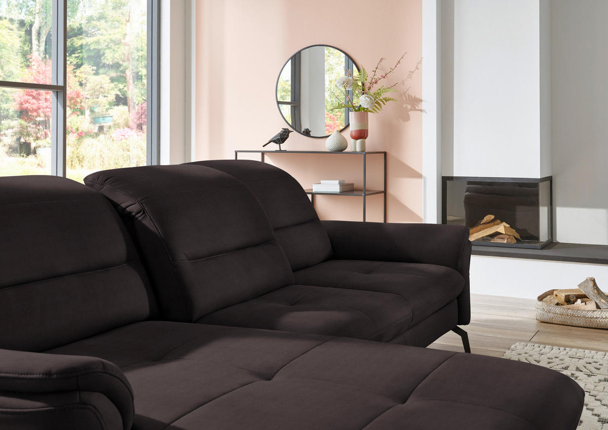 ECKSOFA in Flachgewebe Dunkelgrau  - Dunkelgrau/Schwarz, Konventionell, Textil/Metall (181/260cm) - Beldomo Speed
