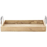 SERVIERTABLETT   37/18/10 cm   - Braun/Nickelfarben, LIFESTYLE, Holz/Metall (37/18/10cm) - Ambia Home