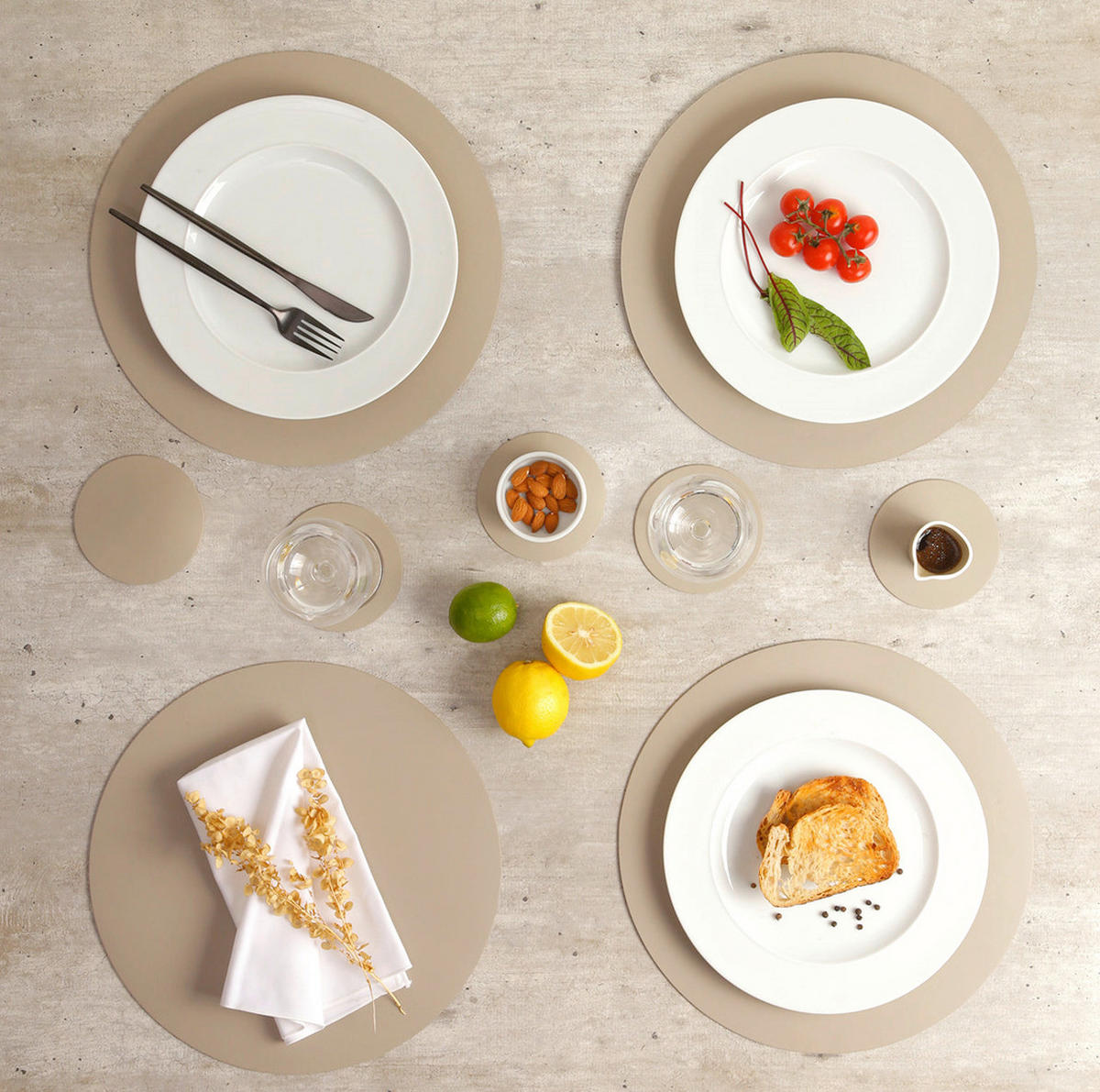 GLASUNTERSETZER  - Graubraun, Basics, Leder (11/11/0.2cm)