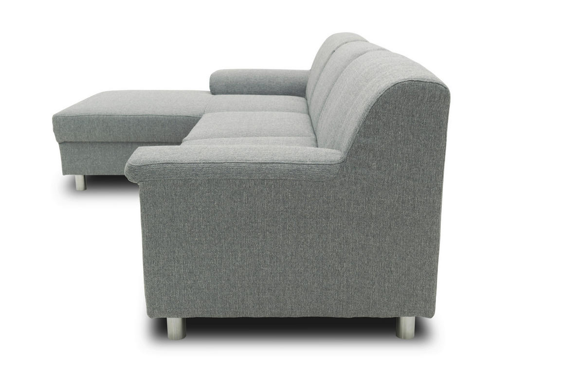 ECKSOFA Silberfarben Webstoff  - Chromfarben/Silberfarben, KONVENTIONELL, Textil/Metall (150/251cm) - MID.YOU