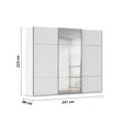 SCHWEBETÜRENSCHRANK 242/223/68 cm 3-türig Weiß  - Chromfarben/Weiß, KONVENTIONELL, Glas/Holzwerkstoff (242/223/68cm) - Novel
