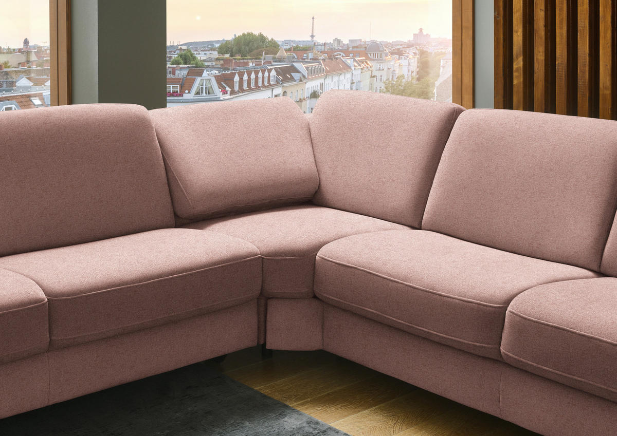 ECKSOFA in Chenille Altrosa  278/278 cm  - Schwarz/Altrosa, Design, Textil/Metall (278/278cm) - Valdera