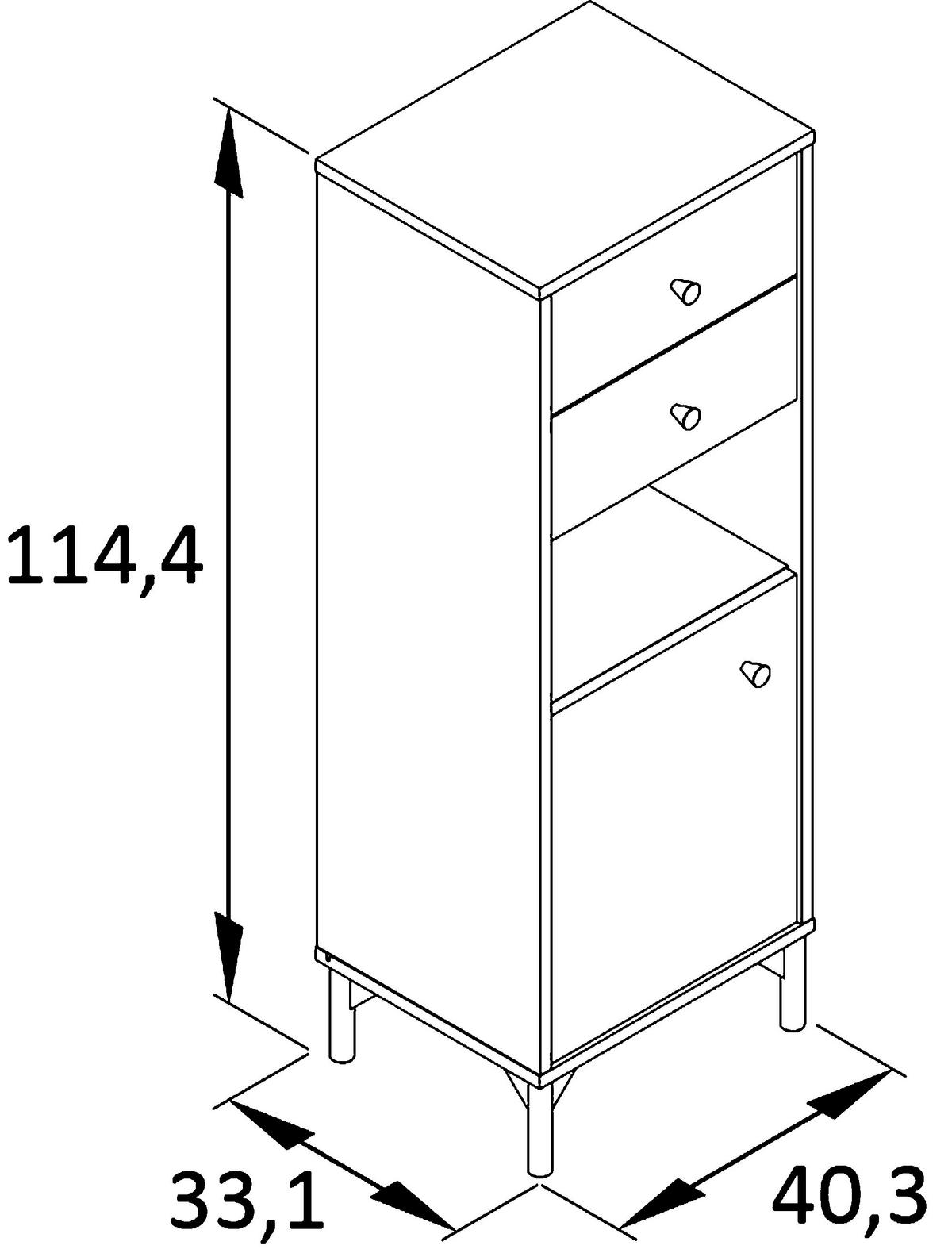 HIGHBOARD Ando  in 40,3/114,4/33,1 cm  - Pastellgrün/Goldfarben, MODERN, Holzwerkstoff/Kunststoff (40,3/114,4/33,1cm) - Stylife