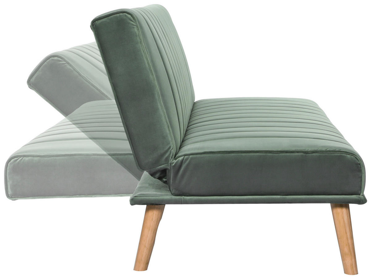 SCHLAFSOFA Samt Mintgrün  - Naturfarben/Mintgrün, Design, Holz/Textil (180/81/86cm) - P & B