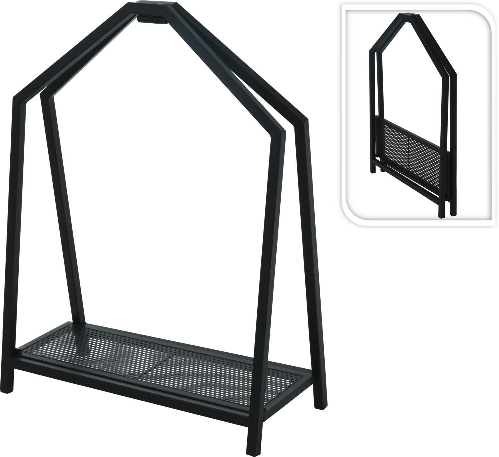 KAMINHOLZREGAL   Metall  - Schwarz, Basics, Metall (58/24/78cm)