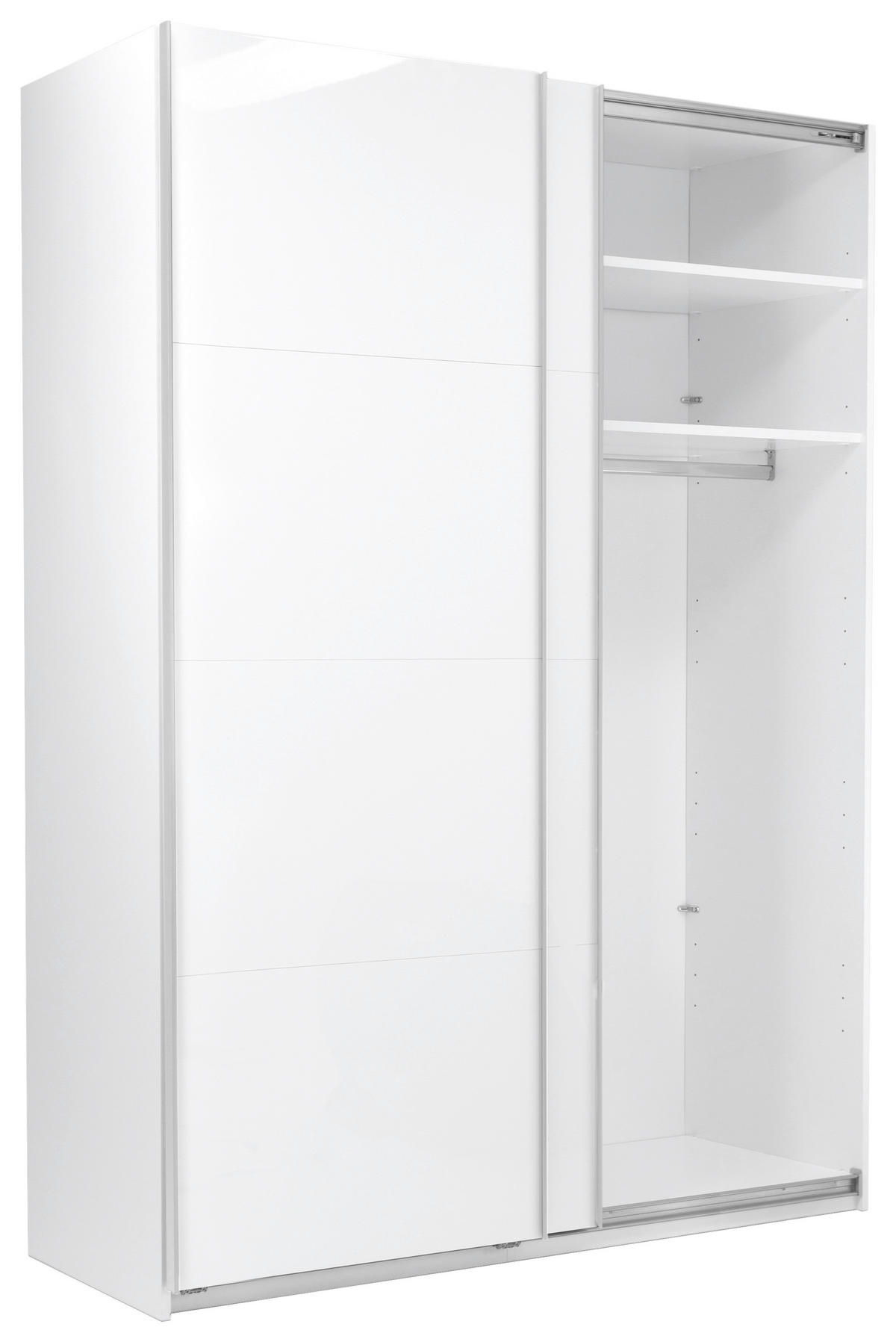 SCHIEBETÜRENSCHRANK 150/210/62 cm 2-türig Weiß  - Weiß Hochglanz/Alufarben, MODERN, Holzwerkstoff/Metall (150/210/62cm) - MID.YOU