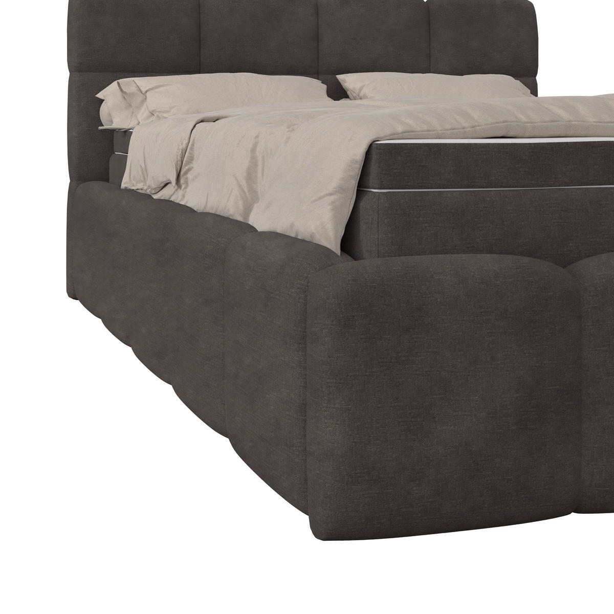 POLSTERBETT 140/200 cm,  in Anthrazit, Matratze, Bettkasten, H3 = fest  - Anthrazit/Schwarz, Trend, Kunststoff/Textil (140/200cm)