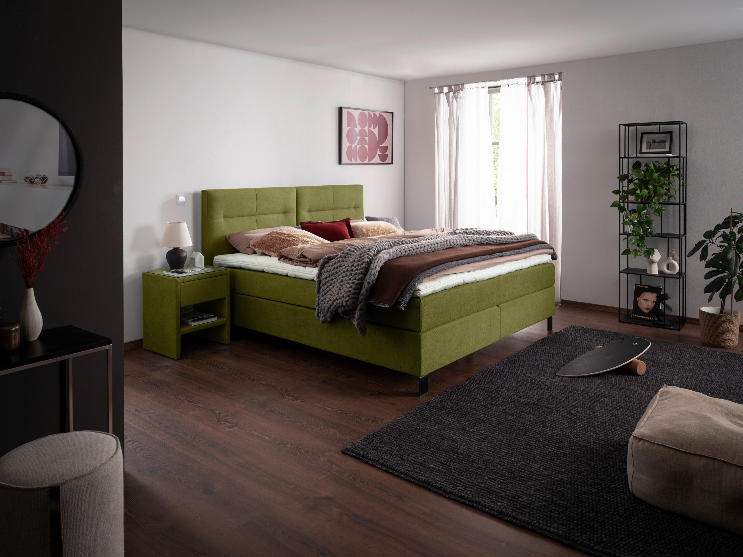 BOXSPRINGBETT 200/220 cm  in Grün  - Schwarz/Grün, KONVENTIONELL, Textil/Metall (200/220cm) - Esposa