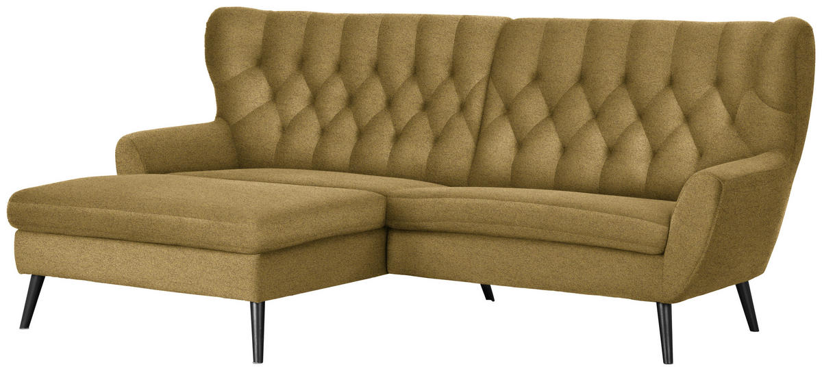 ECKSOFA in Flachgewebe Gelb  165/237 cm  - Gelb/Schwarz, Design, Holz/Textil (165/237cm) - Stylife