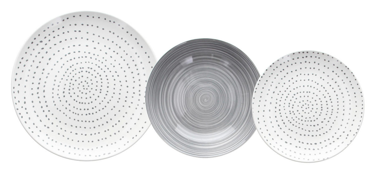 JEDILNI SERVIS 18/1  MADISON KOONAN GRIGIO  - siva/bela, Basics, keramika (34.5/22/27,5cm) - Tognana
