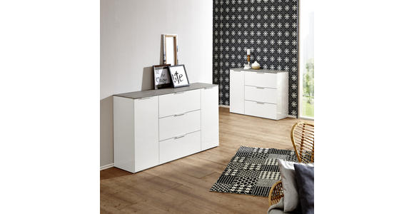 SIDEBOARD Grau, Weiß Hochglanz  - Weiß Hochglanz/Weiß, Design, Holzwerkstoff/Metall (159,6/93,50/45cm) - Carryhome
