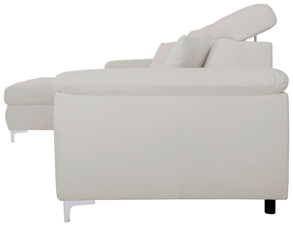 ECKSOFA Greige Flachgewebe  - Chromfarben/Greige, KONVENTIONELL, Textil/Metall (175/268cm) - Carryhome