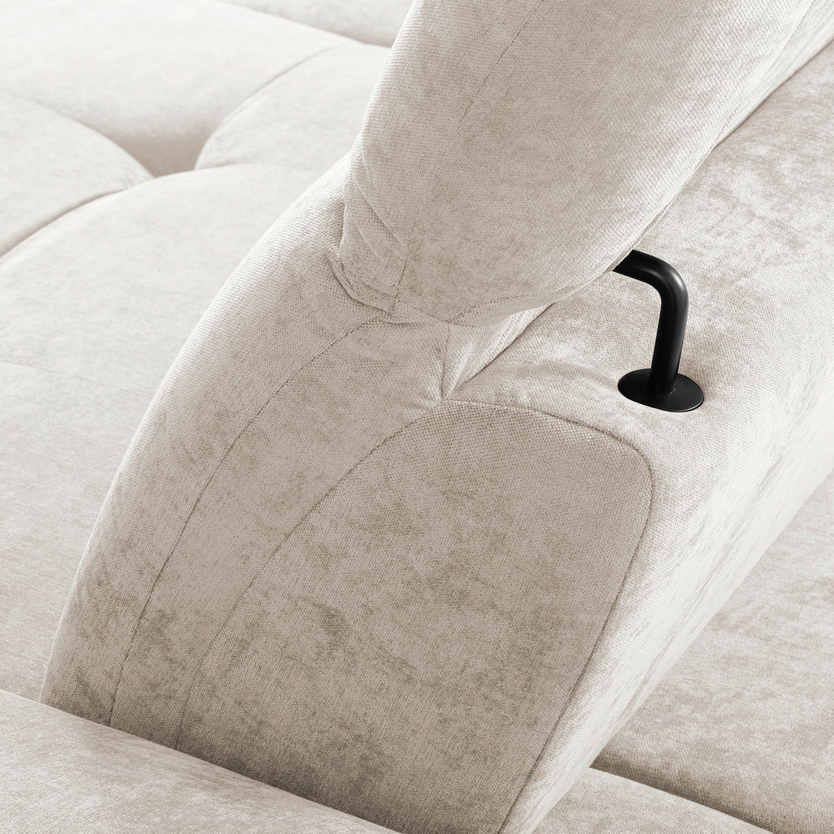 ECKSOFA  Webstoff Sandfarben  - Sandfarben/Schwarz, Design, Textil/Metall (268/195cm) - Livetastic