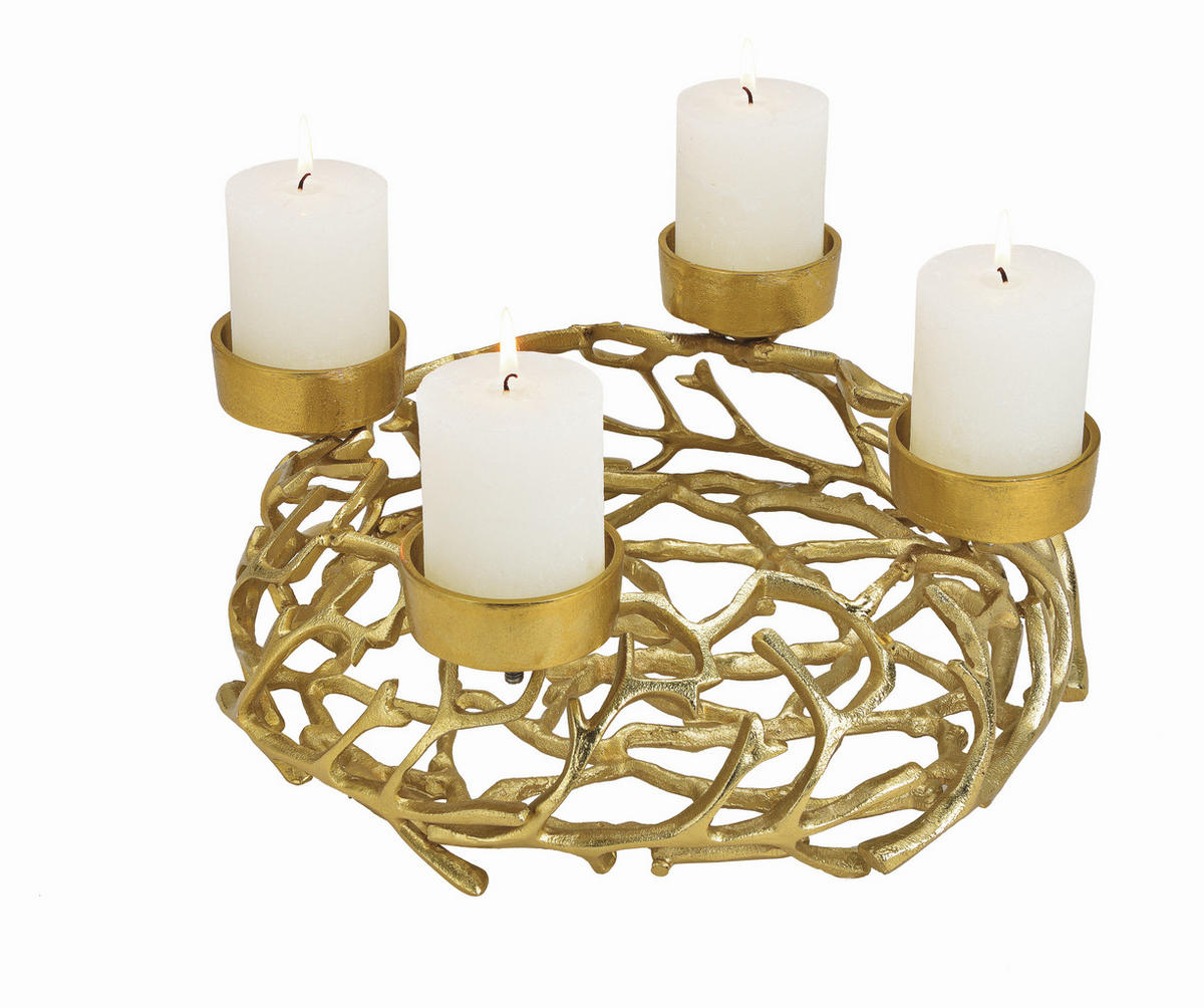ADVENTSKRANZ  - Goldfarben, Trend, Metall (38/15/38cm) - X-Mas