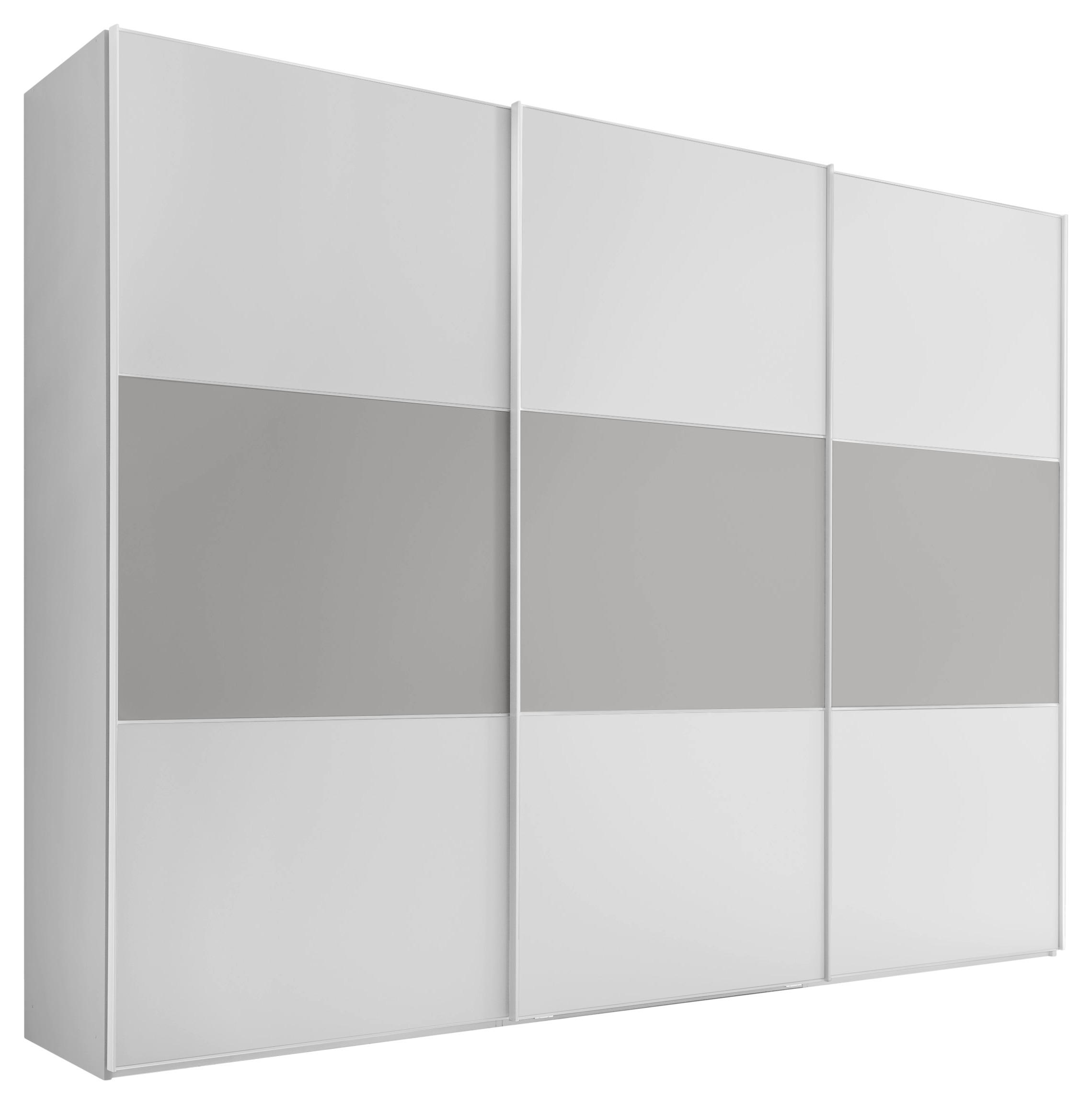 SCHWEBETÜRENSCHRANK in Weiss, Hellgrau  - Weiss/Hellgrau, Design, Holzwerkstoff/Metall (280/222/68cm) - Moderano
