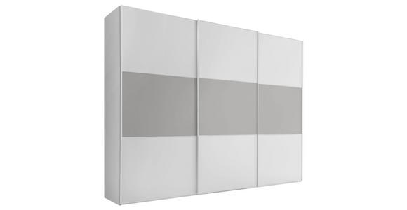 SCHWEBETÜRENSCHRANK  in Weiß, Hellgrau  - Hellgrau/Alufarben, Design, Holzwerkstoff/Metall (280/222/68cm) - Moderano