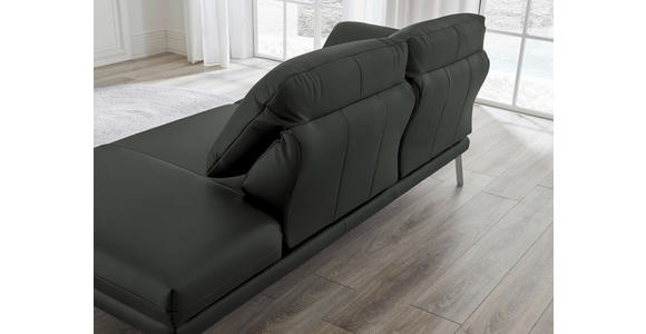 RÉCAMIERE in Echtleder Dunkelgrau - Chromfarben/Dunkelgrau, Design, Leder/Metall (209/85-109/95-16cm) - Dieter Knoll
