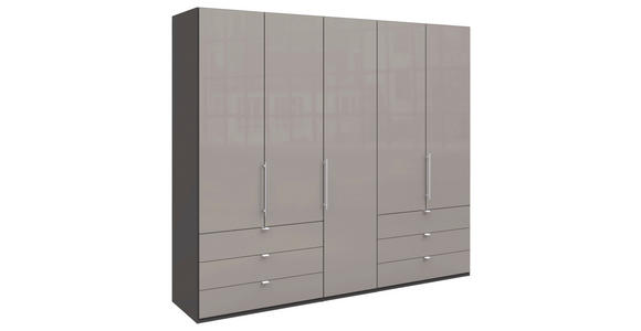 FALTTÜRENSCHRANK  in Hellgrau, Dunkelgrau  - Chromfarben/Dunkelgrau, KONVENTIONELL, Glas/Holzwerkstoff (250/216/58cm) - Venda