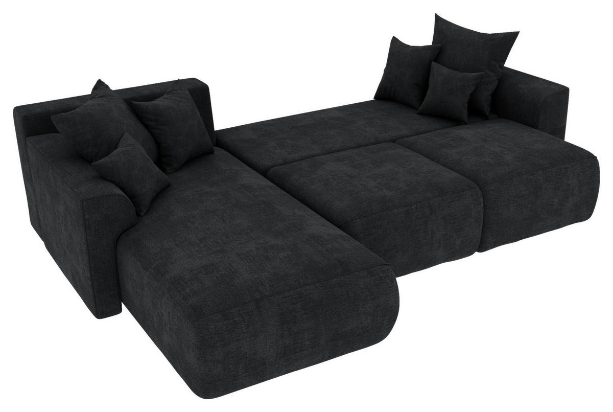 ECKSOFA in Samt Dunkelgrau  195/293 cm  - Chromfarben/Dunkelgrau, KONVENTIONELL, Kunststoff/Textil (195/293cm) - Carryhome