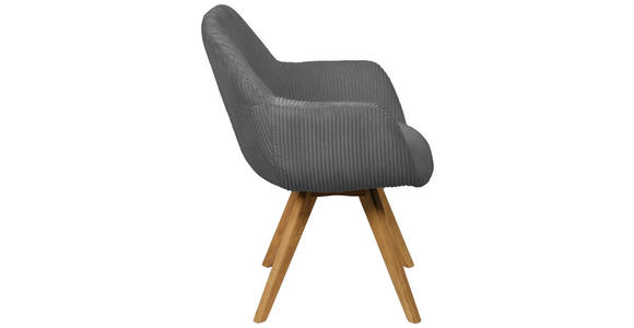 ARMLEHNSTUHL in Cord - Eichefarben/Grau, KONVENTIONELL, Holz/Textil (61/61/58cm) - Linea Natura