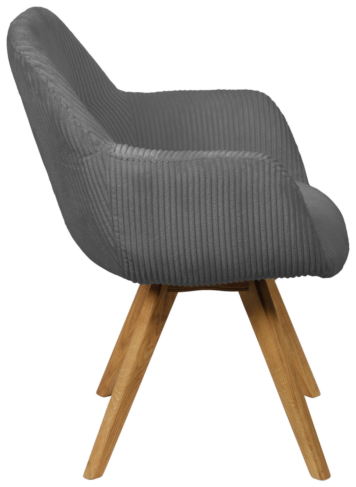 ARMLEHNSTUHL  in Cord  - Eichefarben/Grau, KONVENTIONELL, Holz/Textil (61/61/58cm) - Linea Natura